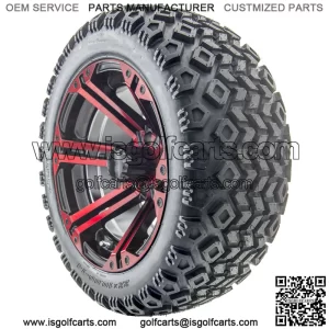 14" RX354-BR Black and Red Wheels and Lifted Tires Combo