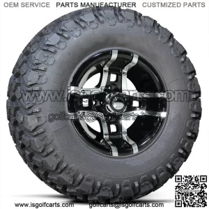 Alloys 10" Machined Black Wheels with Hammer Tire Combo