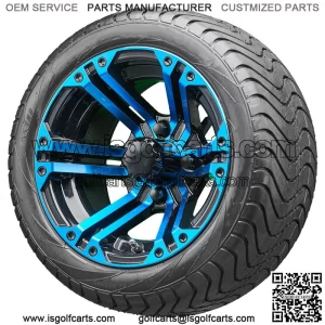 12" TIR-RX334-BBL Blue and Black Wheels and Tires Combo