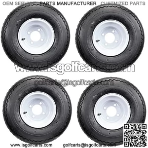 18x8.50-8 GTX OEM Golf Cart Wheels and Golf Cart Tires Combo - Set of 4 (18x8.5-8, White)