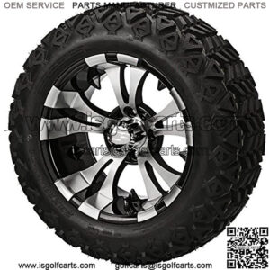 14" VAMPIRE Machined/Black Aluminum Wheels and 23x10-14" DOT All Terrain Golf Cart Tires Combo - Set of 4