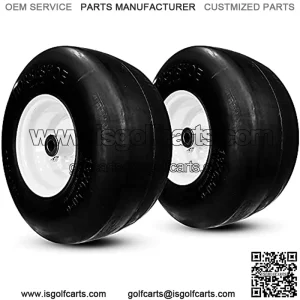 (2-Pcs-Set) New 13x6.50-6 Flat-Free Smooth Tires w/Steel Rim for Lawn Mower Garden Tractor - Hub Length 5.5"-7.1" installed with 3/4" Bore 136506 T161