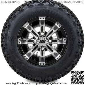 10" Tempest Machined and Black Golf Cart Wheels and Tires (20x10-10) - Set of 4