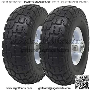 UI PRO TOOLS 2-Pack 4.10/3.50-4" Flat Free Rubber Tire Hand Truck/All Purpose Utility Tires on Wheels 5/8" Bearing Hole