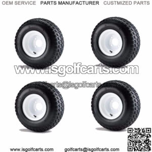 Set of 4 Golf Cart 18x8.50-8 6 Ply Traction Tires mounted on 8" White Wheels