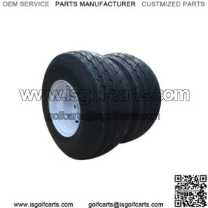 Set of 2 18x8.50-8 Golf Cart Tires And White Rims Load Range B 4 Lug 18x8.5-8