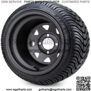 12" Black Steel 8 Spoke Golf Cart Wheels and Tires (215-35-12) - Set of 4