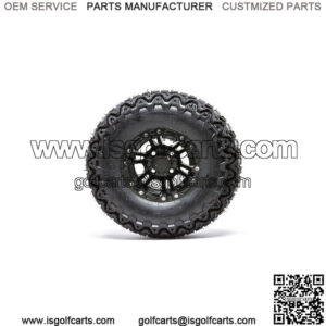 Set of 4 10" Matte Black Golf Cart Wheels on 22" All Terrain Tires