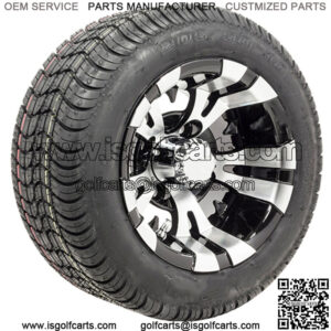 Set of 4 - 14 inch Vampire Machined Golf Cart Wheels on Street Tires