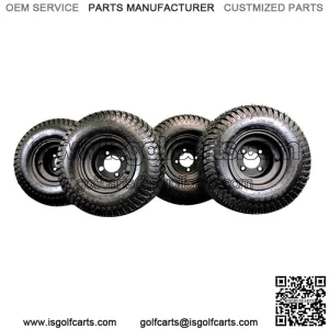 8" MATTE BLACK STEEL GOLF CART WHEELS AND 18X8.50-8 TURF 4 PLY TIRES (SET OF 4)