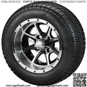 4 Golf Cart 215/50-12 Tires on  12x7 Black/Machined Azusa  Wheels