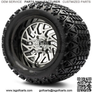 14" Carnage Machined Black Golf Cart Wheels and Tires 23x10.00-14 Set of 4