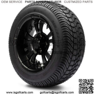 12" Vampire Matte Black Golf Cart Wheels and Tires (215-50-12) Set of 4
