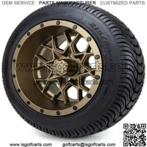 12" Matte Bronze Golf Cart Wheels and Tires (215-50-12) - Set of 4