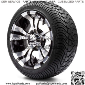 12" Vampire Machined & Black Golf Cart Wheels and Tires (215-35-12) Set of 4