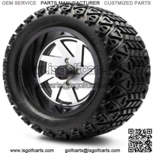14" Fury Machined Black Golf Cart Wheels and Tires 23x10.00-14 Set of 4