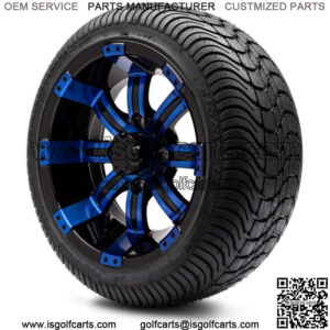 12" Blue and Black Golf Cart Wheels and Tires (215-35-12) - Set of 4