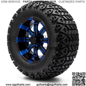 12" Blue and Black Golf Cart Wheels and Tires (23x10.50-12) Set of 4