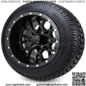 12" Matte Black Golf Cart Wheels and Tires (215-50-12) - Set of 4