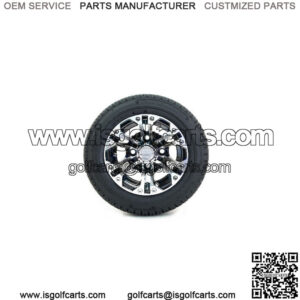 Set of 4 10" Black/Machined Golf Cart Wheels & 205/50-10 (18") Tires