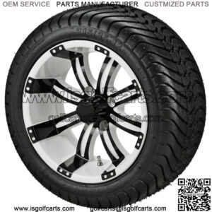 4 Golf Cart 215/35-12 Radial Tires on 12x7 White/Black Wheels