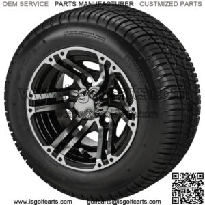 10" Terminator Black/ Machined Golf Cart Wheels W/ 205/50-10 Low Profile Tires
