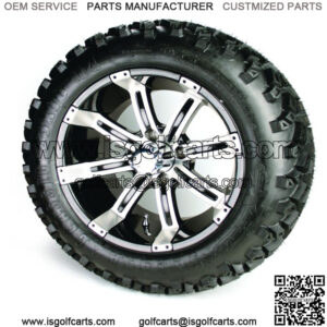 Set of 4 - 14 inch Black/Silver Wheels & 23 inch A/T Golf Cart Tires