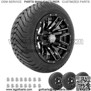 Golf Cart Wheels 12" Sledge Machine/Black on 215-35/12 Street Tires (4)