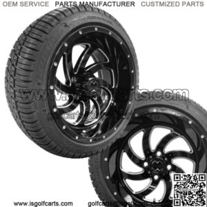 Golf Cart 14" Phantom Glossy Black Wheels on 205/30-14 Tires * 2 Year Warranty