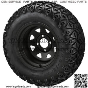 4 Golf Cart 23x10.50-12 All-Terrain Tires On 12x7 8 Spoke Black Steel Wheels