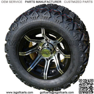 10" Machined & Black Golf Cart Wheels with 18" All Terrain Tires