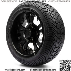 12" Vampire Matte Black Golf Cart Wheels and Tires (215-35-12) Set of 4