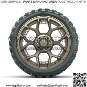 15" Evolution Matte Bronze Golf Cart Wheel on 23" Nomad A/T Tire Set of 4