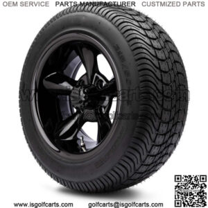 12" Godfather Glossy Black Golf Cart Wheels and Tires (215-50-12) Set of 4