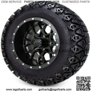 12" Matte Black Golf Cart Wheels and Tires (23x10.50-12) Set of 4