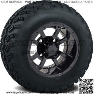 Golf Cart 10x7 Black Wheels Mounted on 22" All Terrain Tires Combo