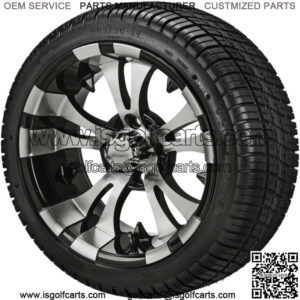 4 Golf Cart 205/30-14 Tires on a 14x7 Black/Machined Vampire Wheels Free Freight