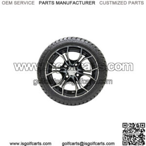 Set of 4 12" Black/Machined Golf Cart Wheels on 215/35-12 (18") Tires