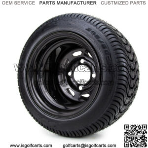 10" Black 8 Window Steel Golf Cart Wheels & Tires (205-50-10) Set of 4
