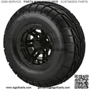 4 Golf Cart 22x10-10 Street Tires on 10x7 Matte Black Yukon Wheels