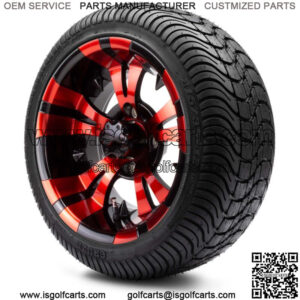 12" Vampire Red and Black Golf Cart Wheels and Tires (215-35-12) Set of 4