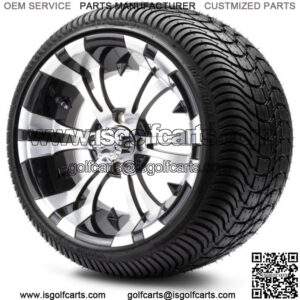 14" Vampire Machined Black Golf Cart Wheels and Tires (205-30-14) Set of 4