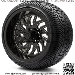 14" Carnage Black Ball Mill Golf Cart Wheels and Tires (205-30-14) Set of 4