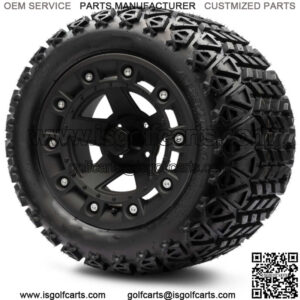14" Defender Matte Black Golf Cart Wheels and Tires 23x10.00-14 Set of 4