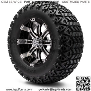 12" Machined and Black Golf Cart Wheels and Tires (23x10.50-12) Set of 4