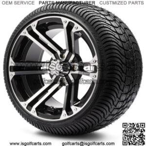 14" Enforcer Machined Black Golf Cart Wheels and Tires (205-30-14) Set of 4