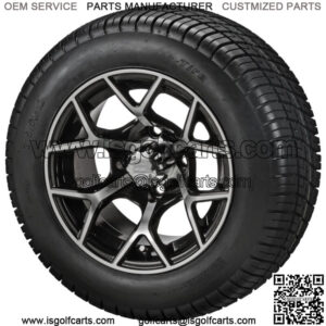 4 Golf Cart 215/50-12   Tires on  12x7 Black/Machined Ninja Wheels