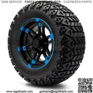 12" Aftershock Blue and Black Golf Cart Wheels and Tires (23x10.50-12) Set of 4