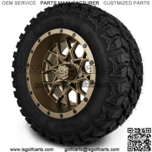 12" Matte Bronze Golf Cart Wheels and Gripz Tires (22x10-12)