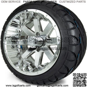 14" Assault Chrome Golf Cart Wheels and Radial Tires (205/40-14)